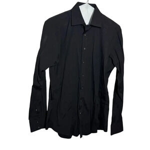 Thomas Pink Shirt Athletic Fit Stretch Poplin Black  Cotton size 15
